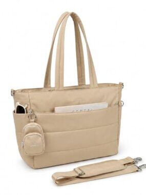 Puffy Tote Bag Large Water-Resistant Polyester Travel Work Laptop Tote